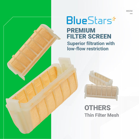 BlueStars MS250 air filter kit installation guide illustration.