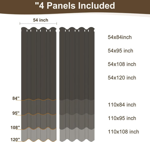HolidayIdeas Outdoor Curtains - Waterproof 4 Panels 54x84 Taupe Linen for Patio