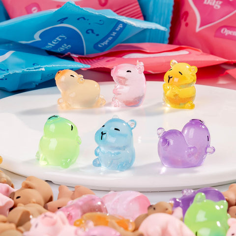 Nerfcareani 50 Pcs Mystery Bag Glow-in-the-Dark Resin Animals – Random Design Collectibles