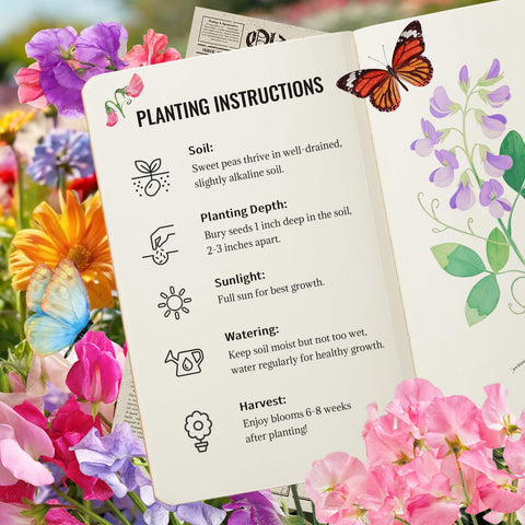 PLANTMEW Sweet Pea Seeds 200-Seed Pack - Non-GMO Heirloom Vines for Pergolas, Beds, Balconies & Patios