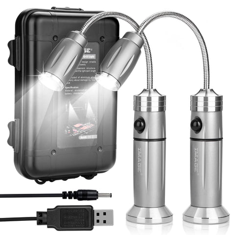 IMAGE rechargeable barbecue light with magnetic base, attaches to iron surfaces for hands-free grilling
