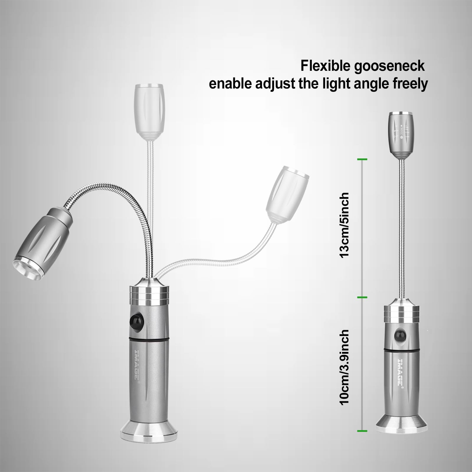 IMAGE barbecue light with metal plate base, adheres to non-iron surfaces for versatile setup
