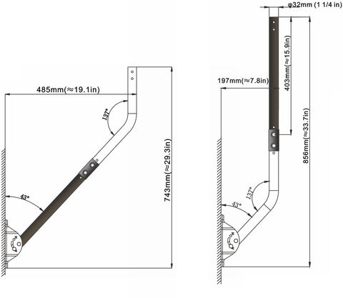 Imbesel extension pole installed on a J pole mount for stable support