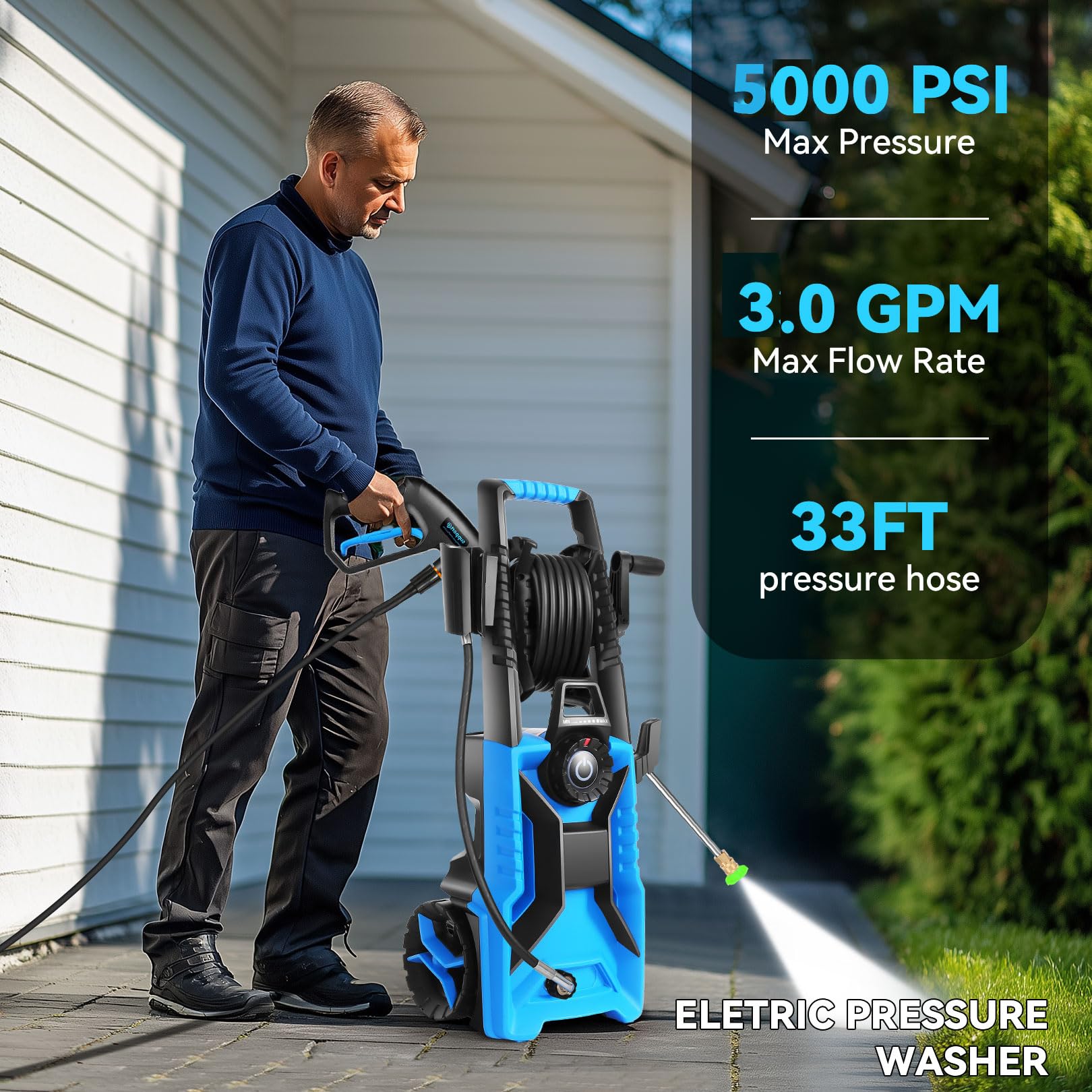 Imdot 33ft hose reel extends reach for thorough outdoor cleaning