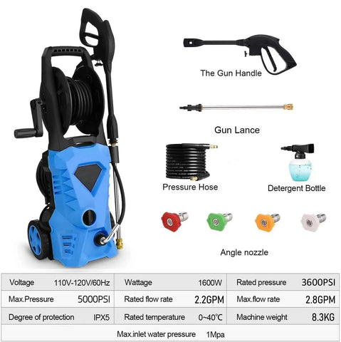 Imdot 5000PSI pressure washer four quick-connect nozzles for versatile cleaning angles