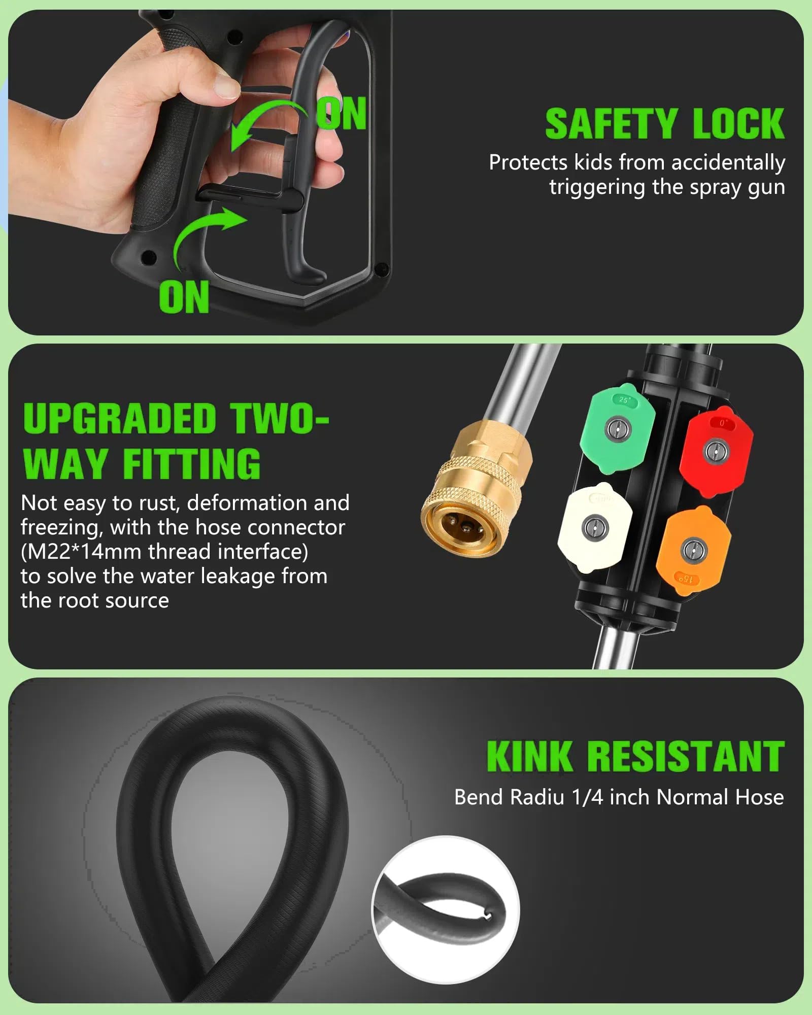 Imdot adjustable nozzles from 0 to 40 degrees for tasks.