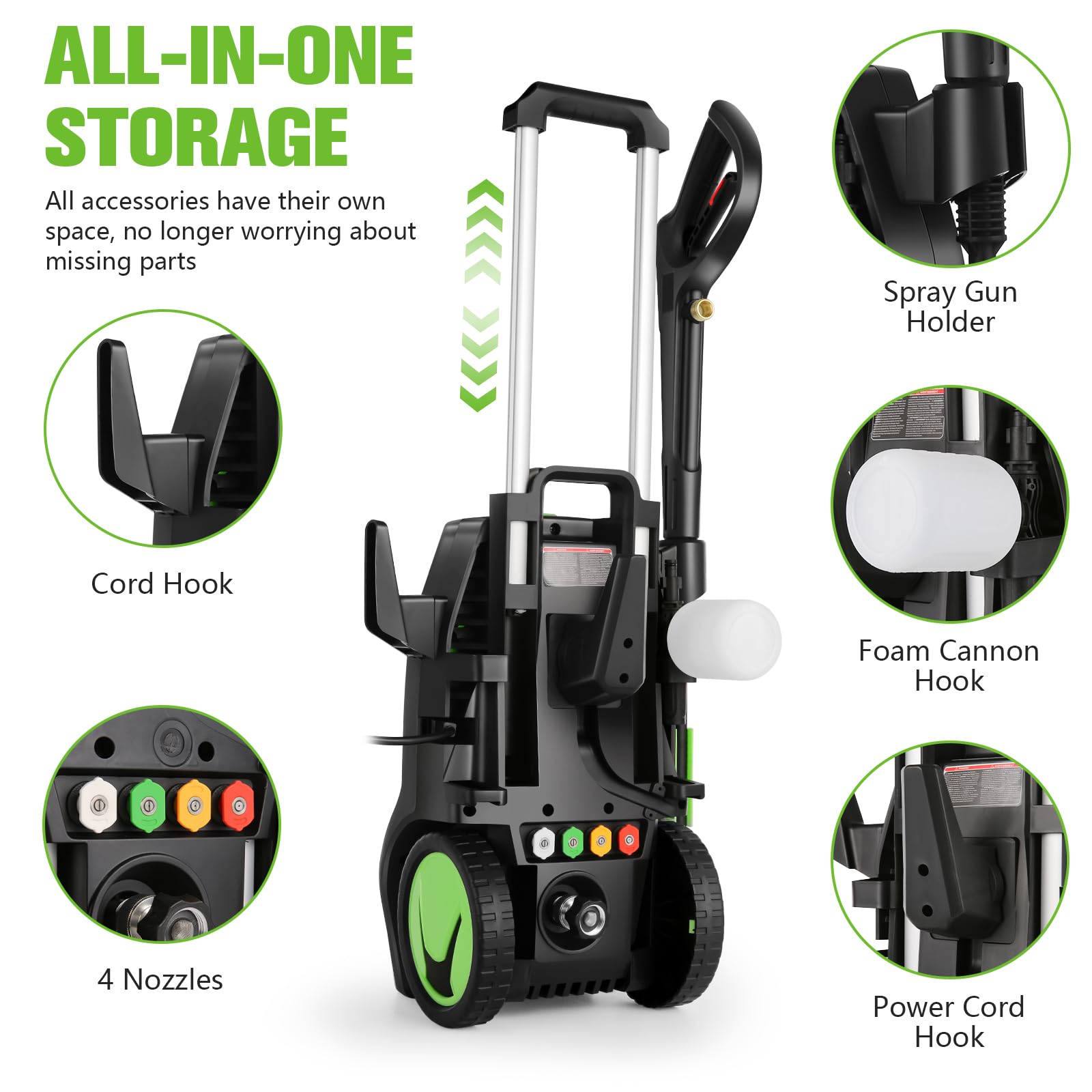 Imdot compact storage with cord hook simplifies garage organization.