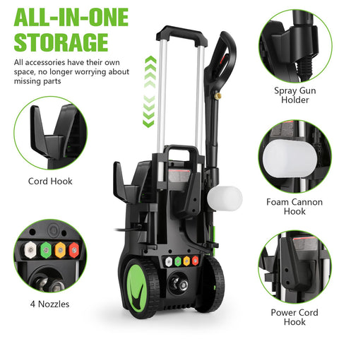 Imdot compact storage with cord hook simplifies garage organization.