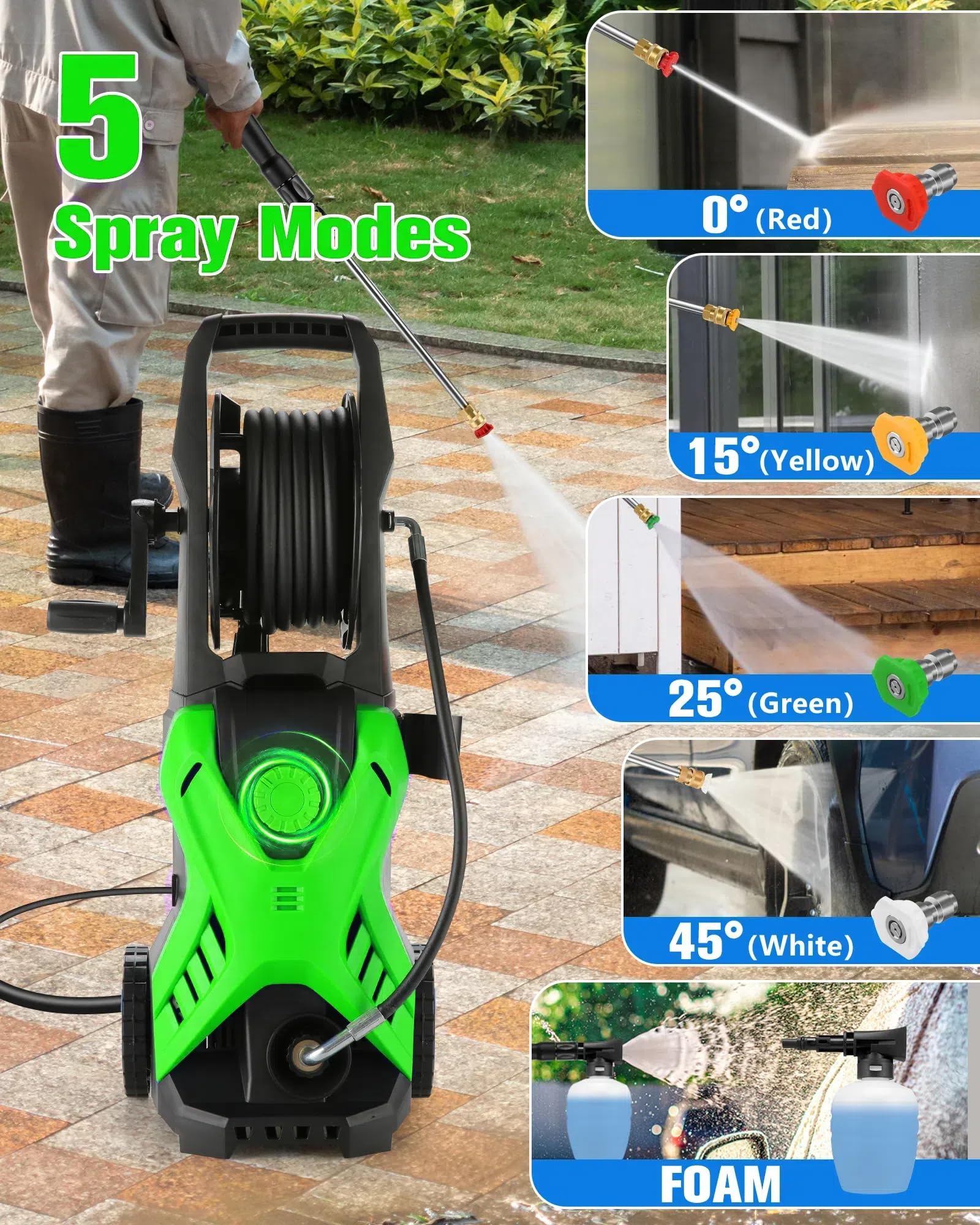 Imdot foam cannon attachment creates rich cleaning foam for surfaces.