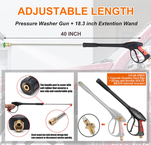 iMeshbean extension wand extended to reach high surfaces for thorough washing