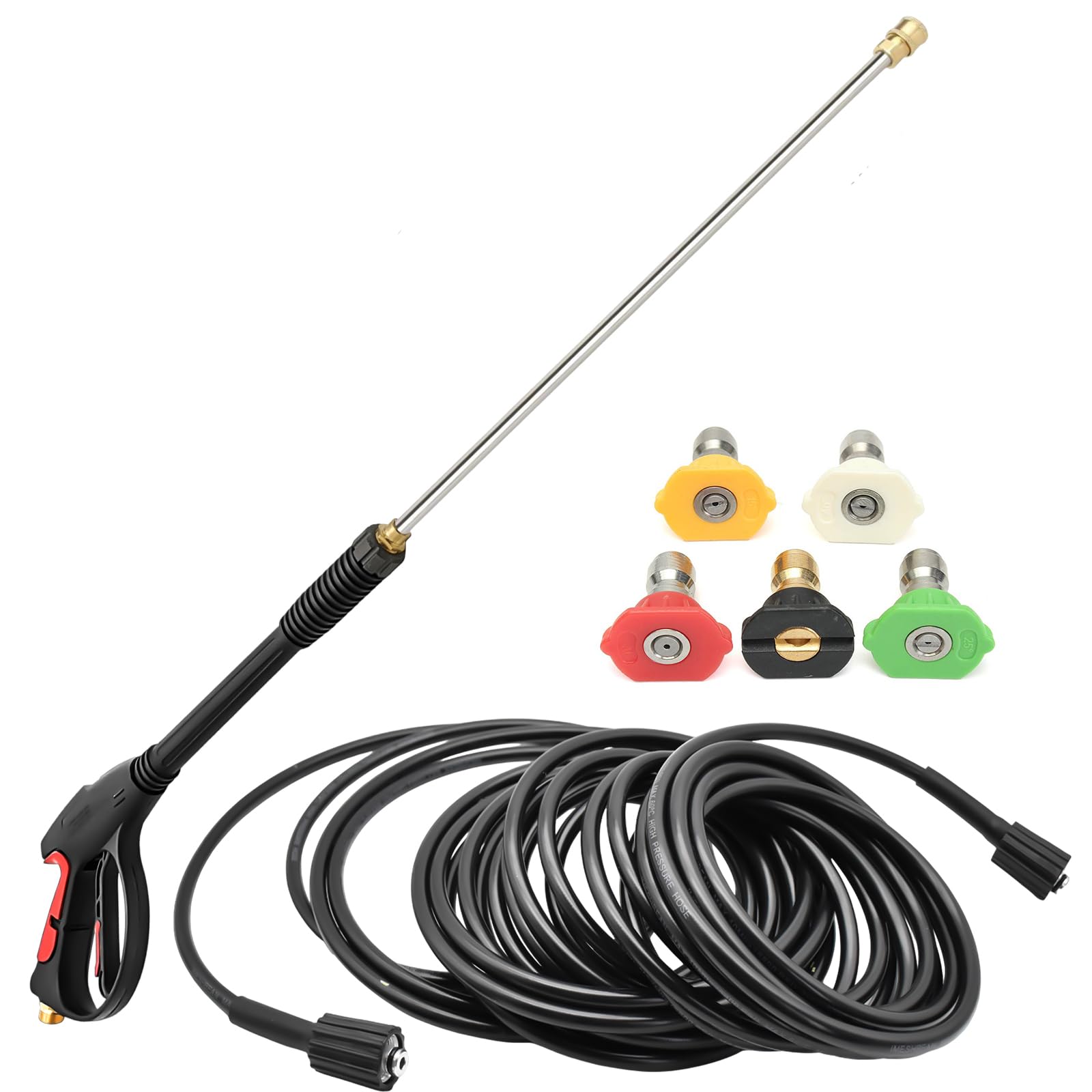 iMeshbean pressure washer gun and 26 ft hose ready for quick outdoor cleaning