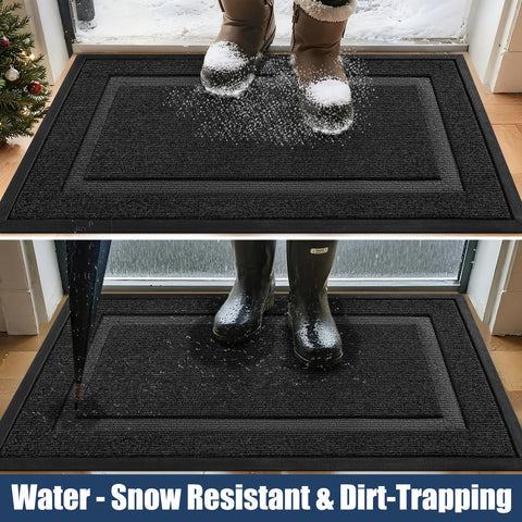 IM HOME outdoor front mat features sturdy rubber backing for moisture control and slip resistance.