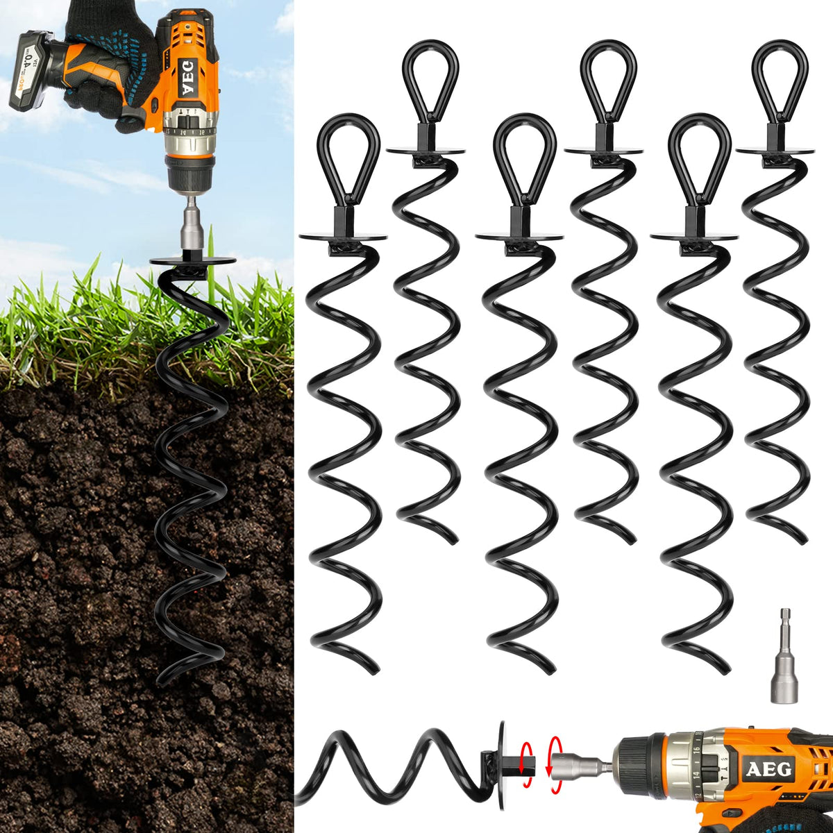 IMMERROT ground anchor 15.3-inch six-pack for secure outdoor installations