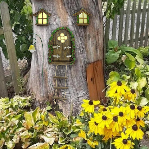 IMOFEE fairy window glowing at night adds soft garden ambience.