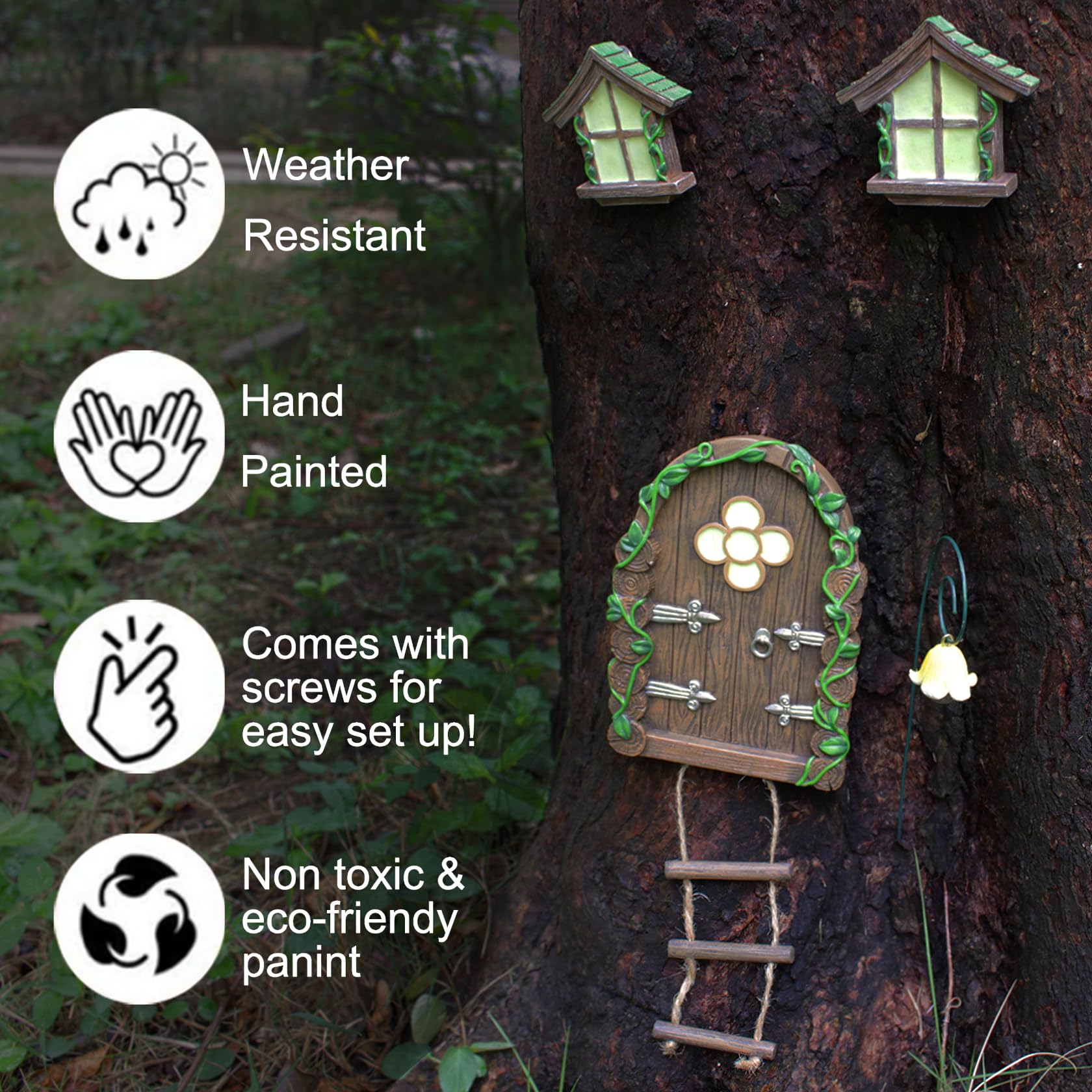 IMOFEE glow-coating close-up on fairy door highlights luminous detail.