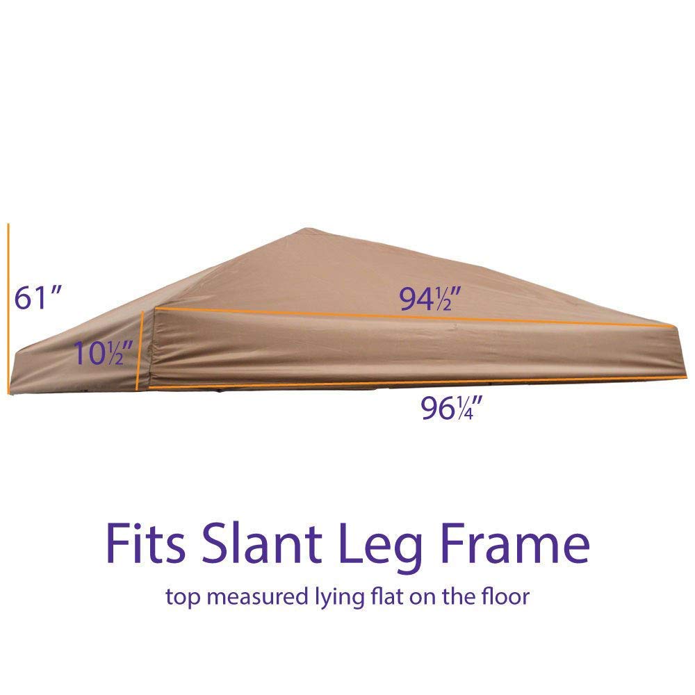 Impact Canopy replacement top dimensions show precise sizing for slant-leg frames