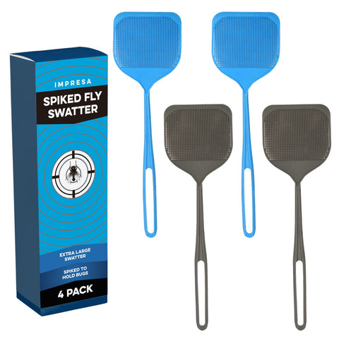 IMPRESA extra large fly swatter with blue grey 5 inch surface for quick indoor and outdoor swats