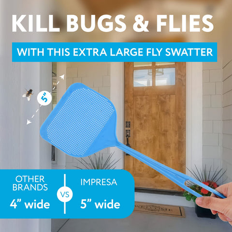 IMPRESA fly swatter features a flat comfortable handle for easy precise swatting