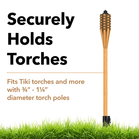 IMPRESA ground spike secures tiki torch stands for patios and pathways.