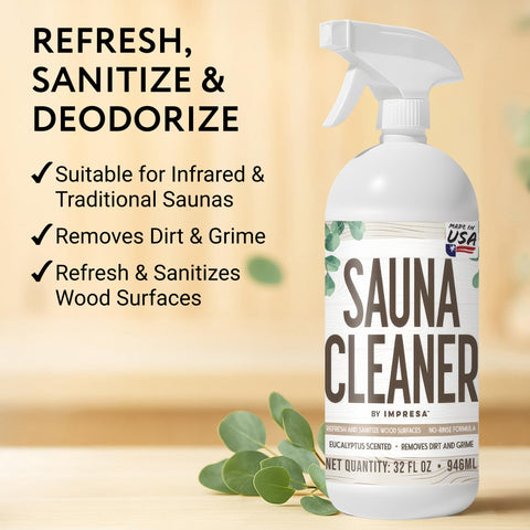 IMPRESA sauna cleaner in a steam room setting.