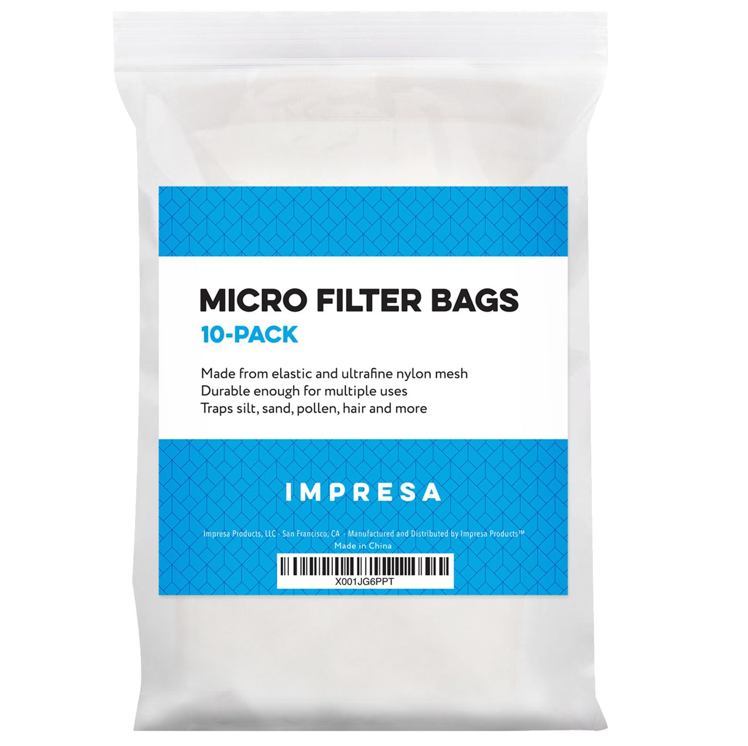 IMPRESA ten-pack of filter bags supports uninterrupted maintenance between cleanings.
