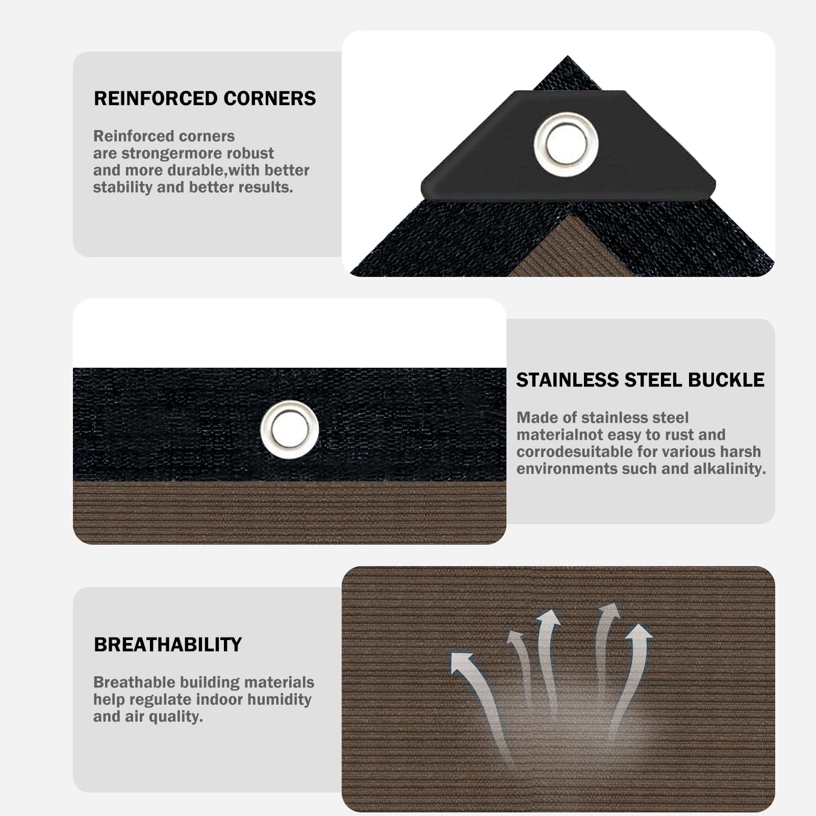 IMSGVIFO easy-install shade cloth enables quick setup with cords