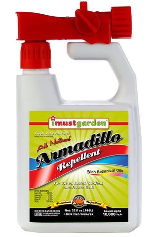 IMUSTGARDEN Armadillo Repellent bottle-32oz demonstrates concentrated protection for pets and lawns.