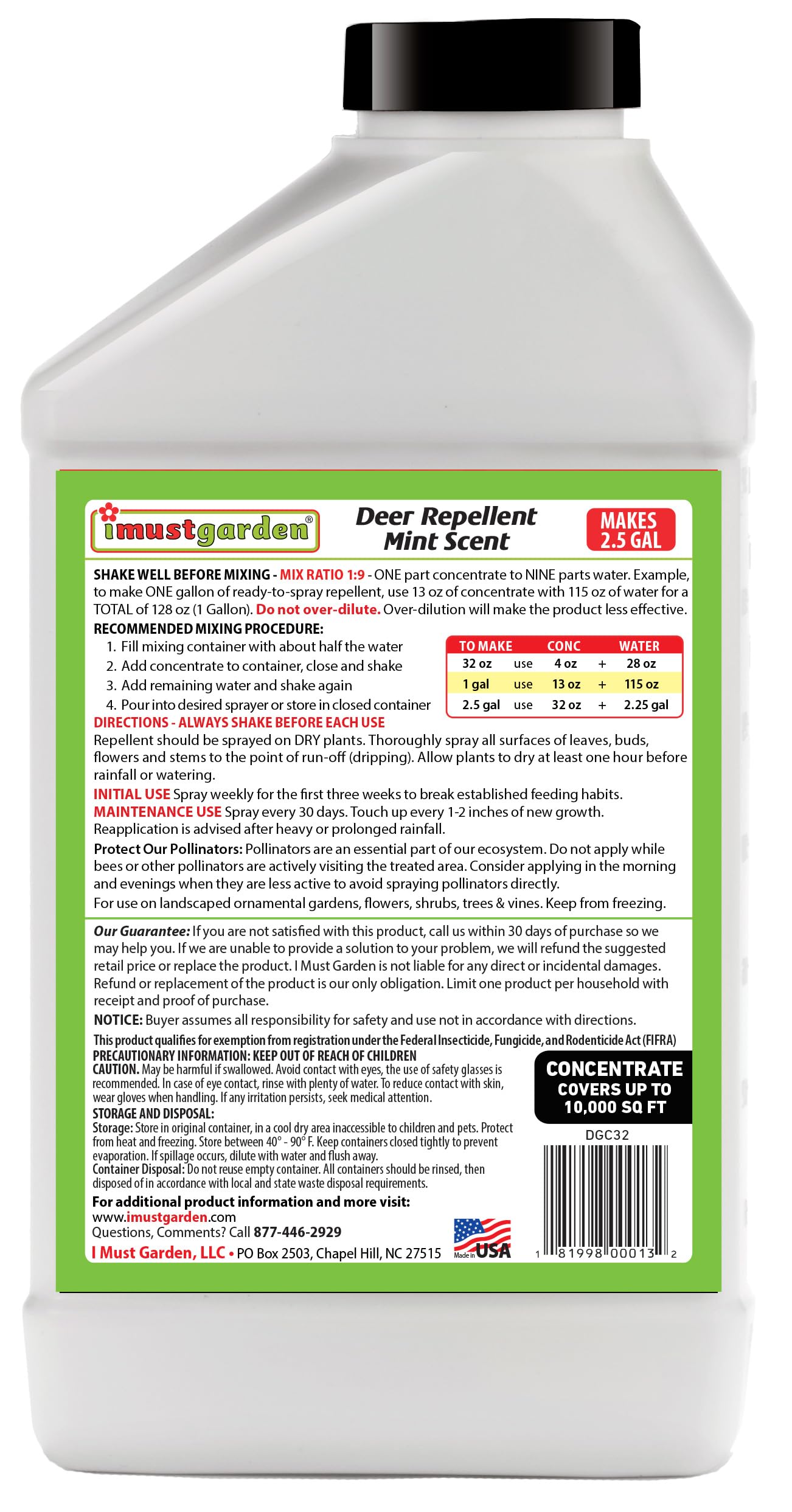 IMUSTGARDEN deer repellent concentrate mint scent bottle deters nibblers gently.