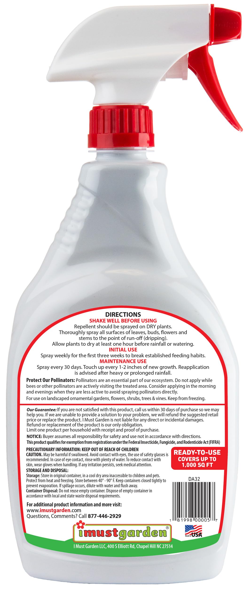 IMUSTGARDEN spice spray application on leaves deters deer without harming plants.