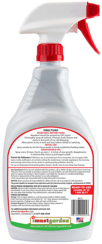 IMUSTGARDEN spice spray application on leaves deters deer without harming plants.