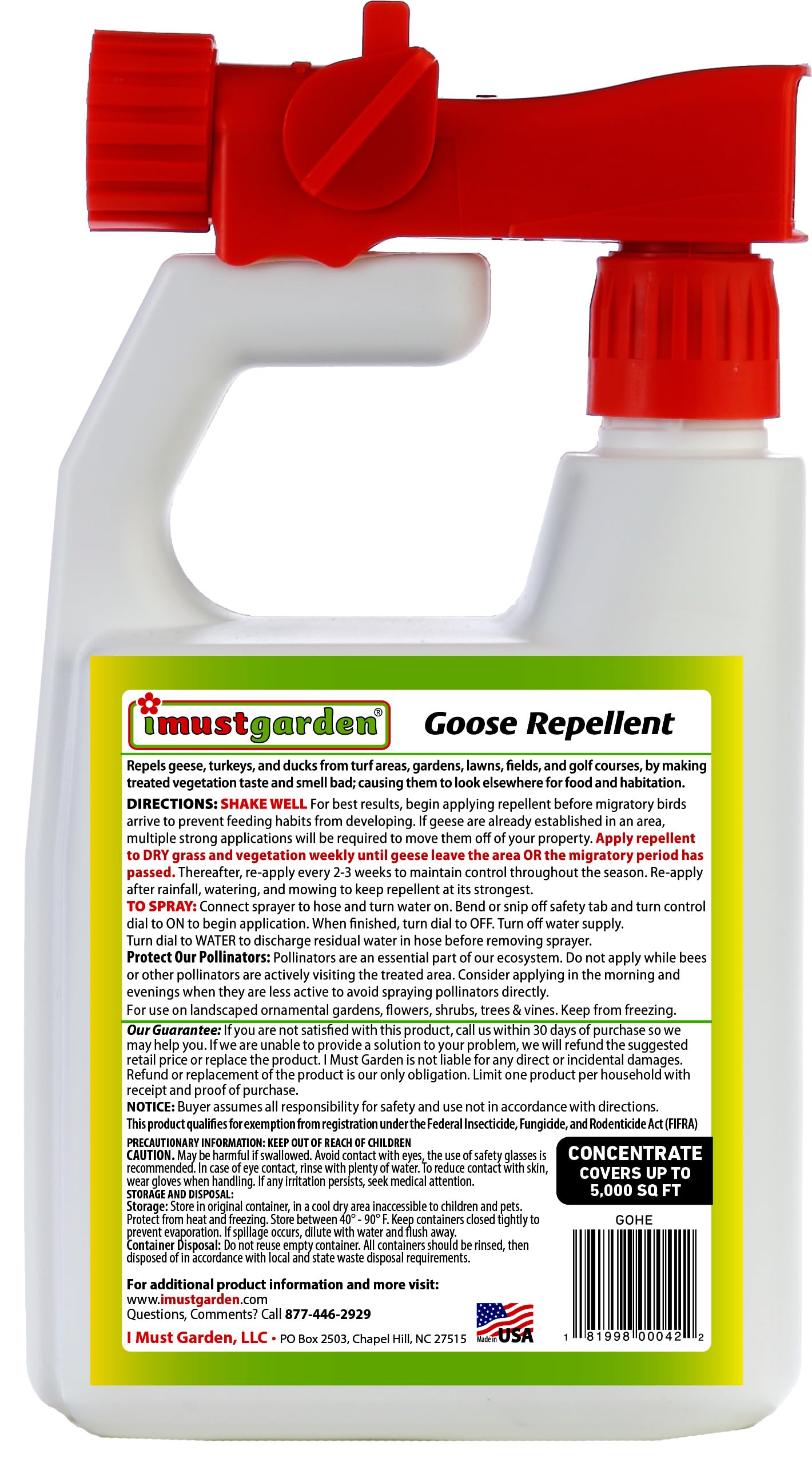 IMUSTGARDEN goose repellent concentrate hose end sprayer demonstrates easy grass application