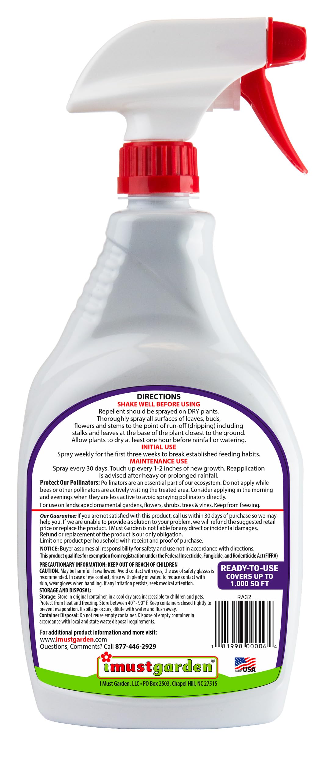 IMUSTGARDEN Rabbit Repellent spray-action on leaves showing application