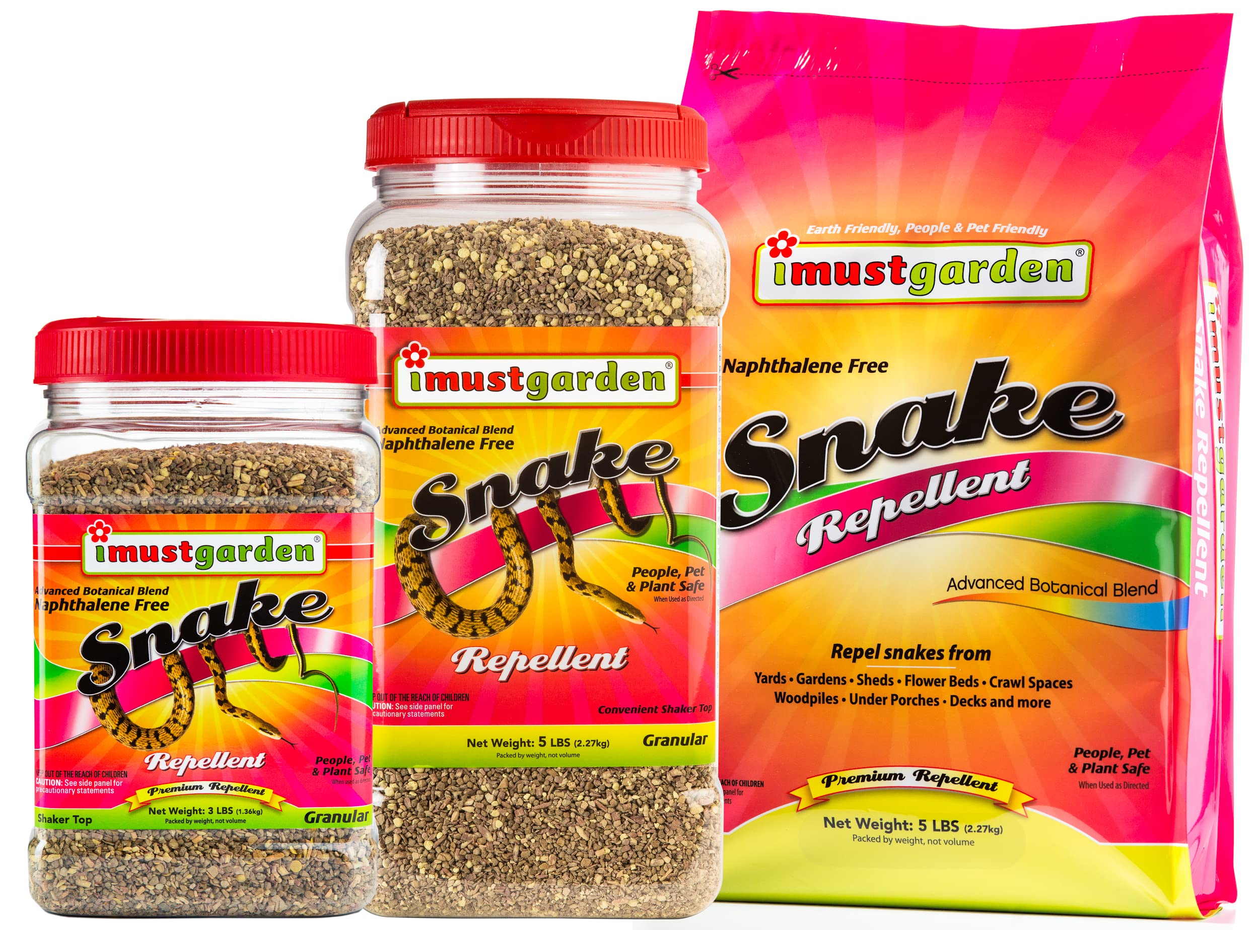 IMUSTGARDEN granules closeup shows natural ingredients that deter snakes safely