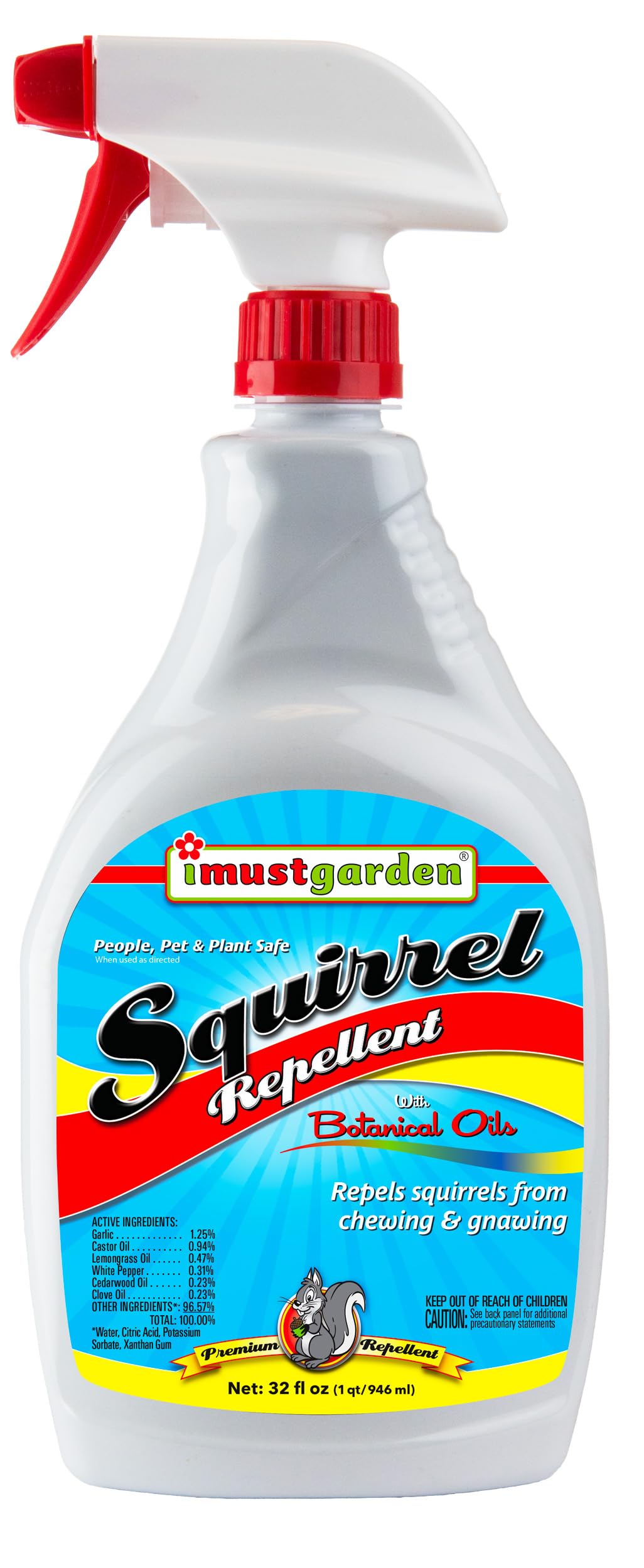 IMUSTGARDEN Squirrel Repellent 32oz bottle protects wiring and plants from gnawing