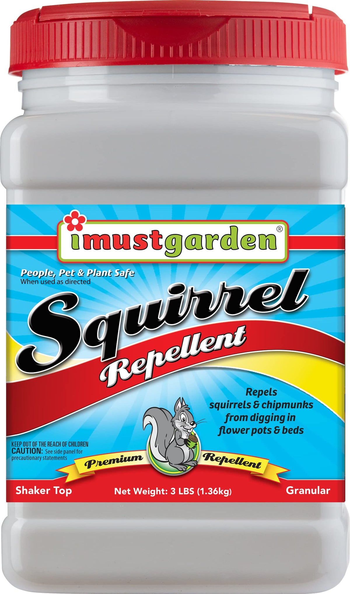 IMUSTGARDEN Squirrel Repellent granular 3lb protects pots from digging.