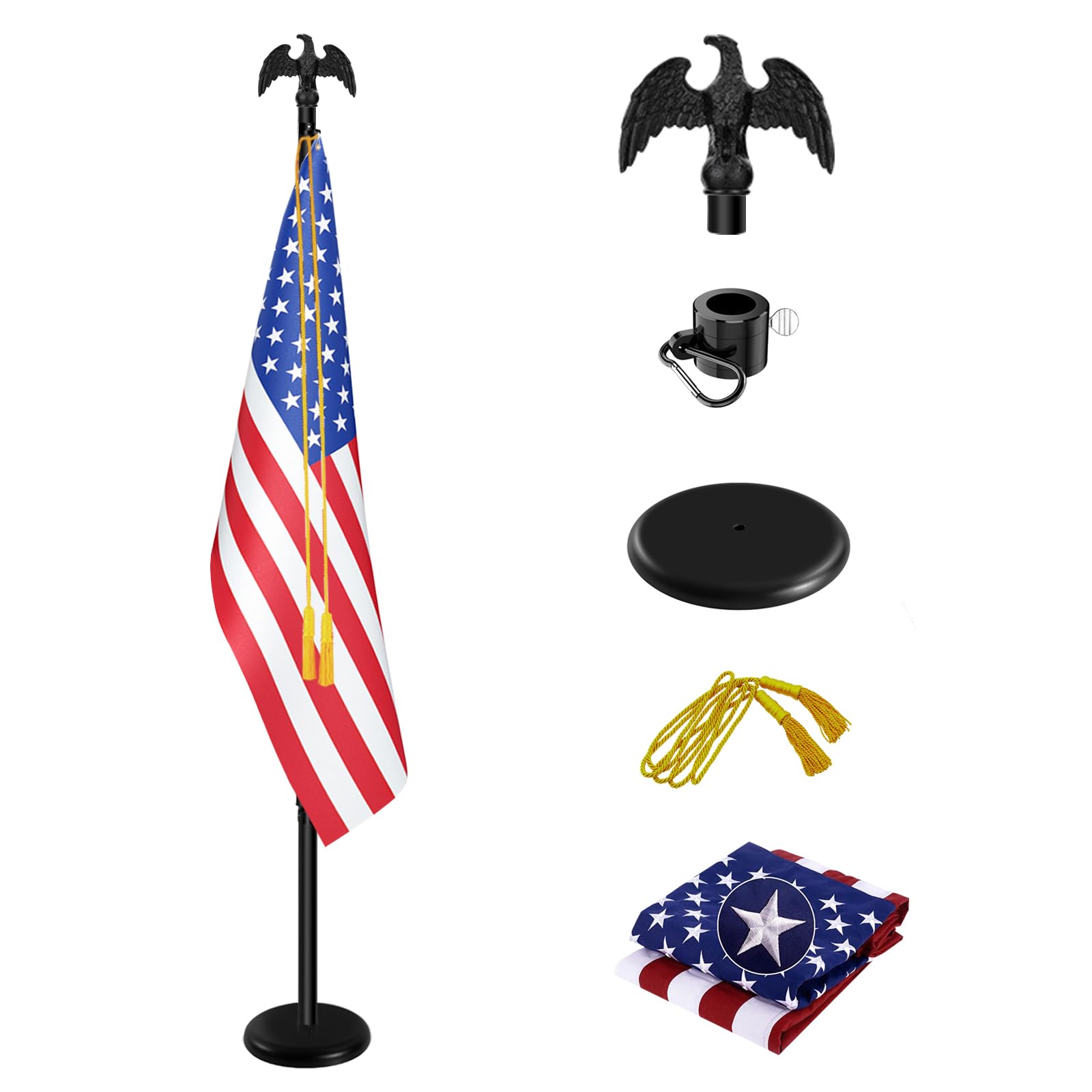 IN WHICH BAY indoor flag pole kit base provides sturdy stability for any display.