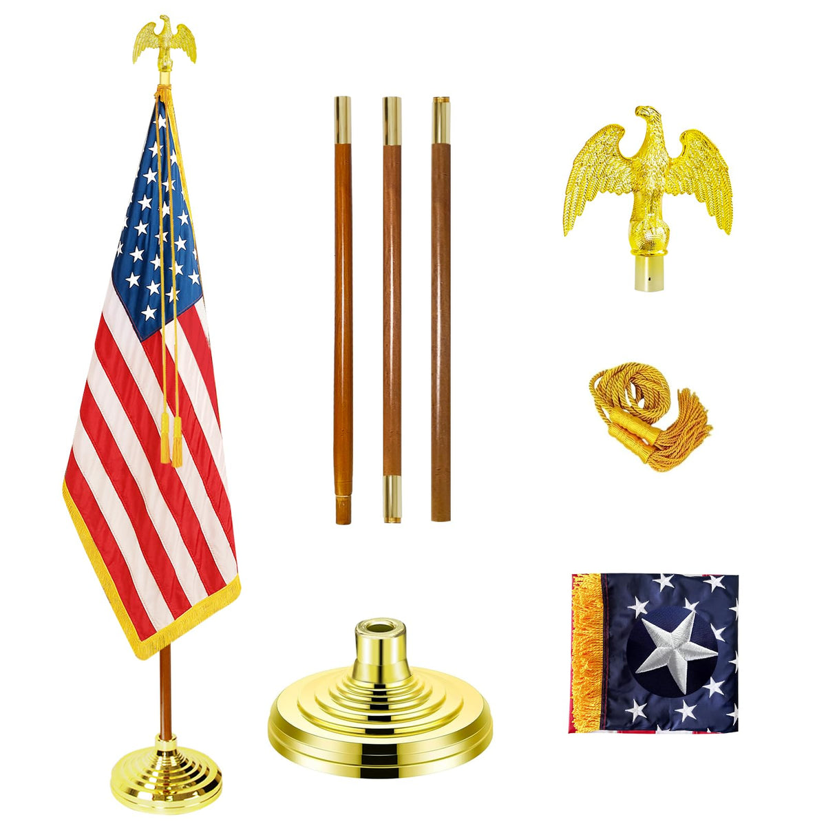 IN WHICH BAY oak flagpole 8ft tall for an elegant indoor display