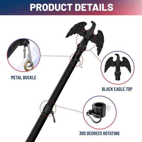 IN WHICH BAY telescoping flag pole 6-8ft enables adjustable height for versatile setups.