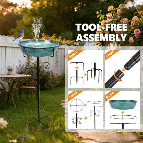Inanil bird bath five-ground-stake base provides sturdy stability.