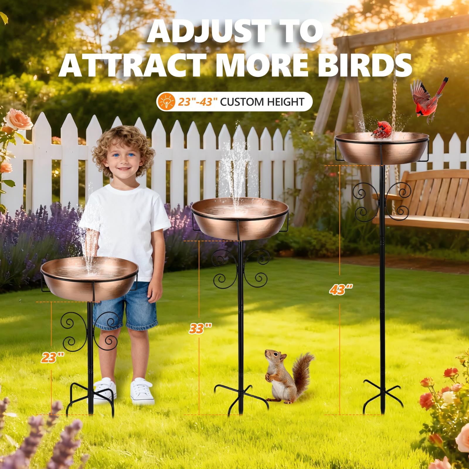 Inanil bird bath five stake base ensuring stable installation