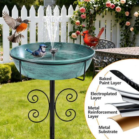 Inanil bird bath rust-resistant powder-coated finish resists rain and wear.
