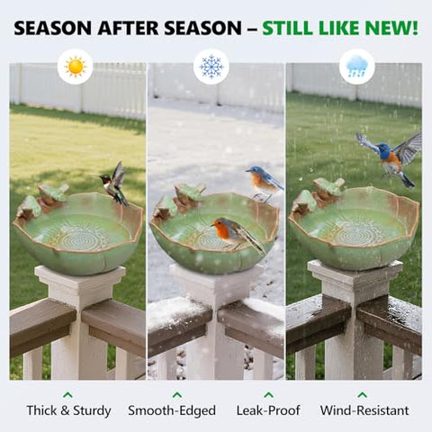 Inanil weather-resistant bird bath ready for ground use in any yard