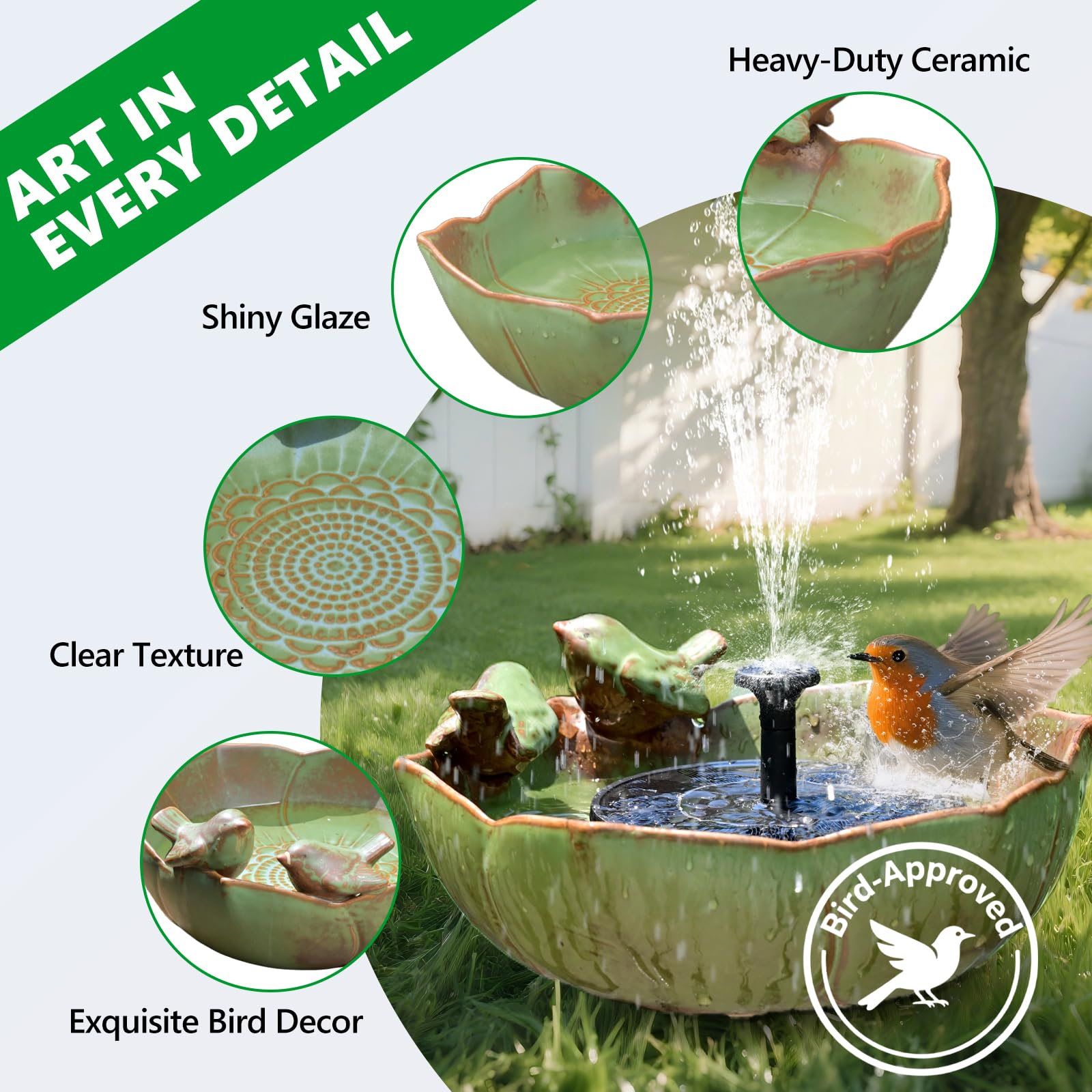 Inanil weather-resistant ceramic finish endures sun and rain.