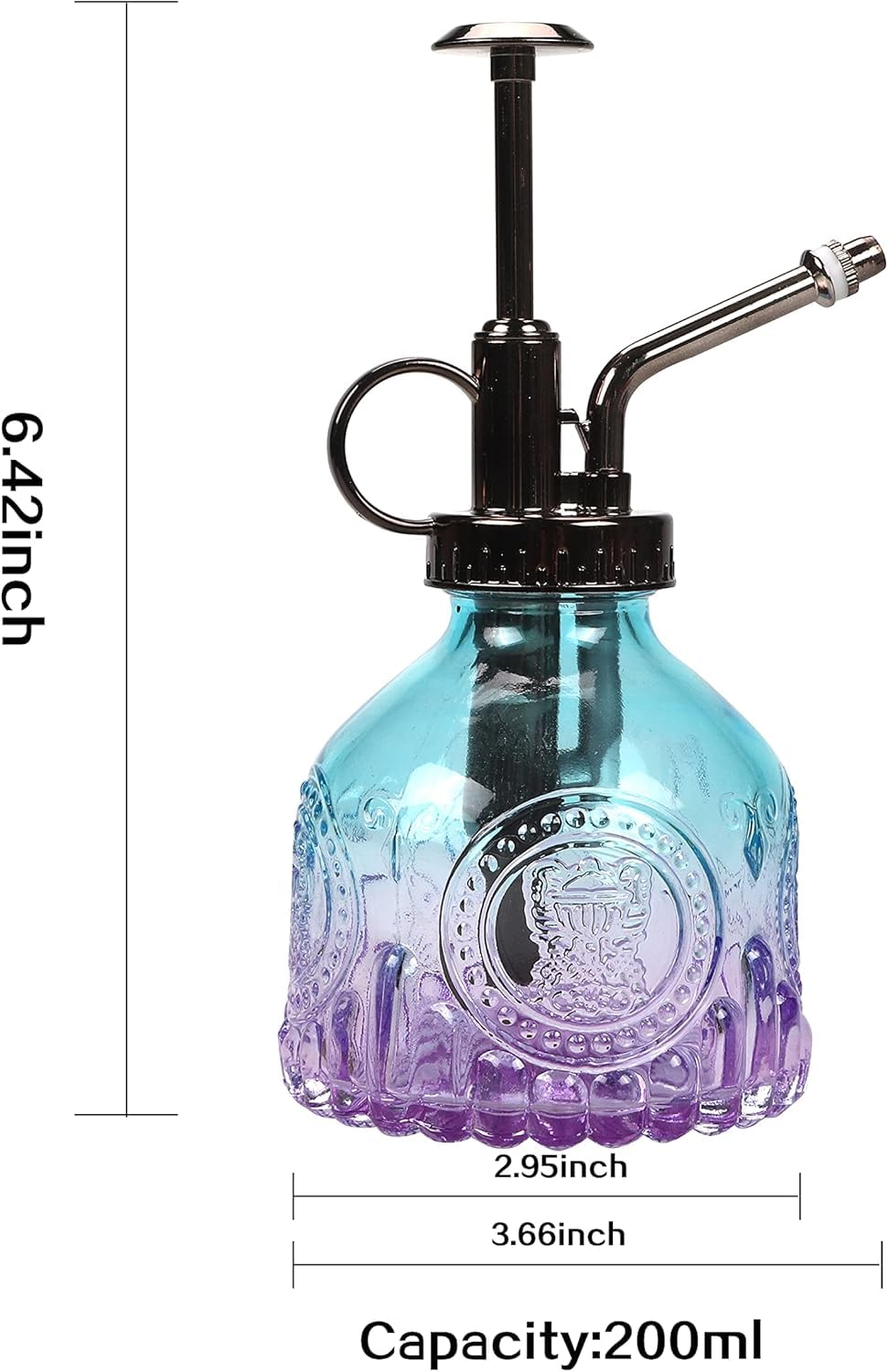 INANNING glass plant mister bronze top pump close-up highlights durable spray