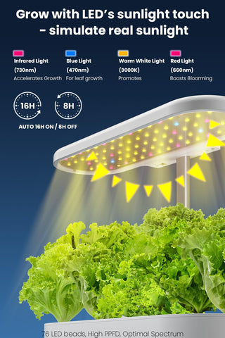 inBloom adjustable lamp post supporting diverse plant heights