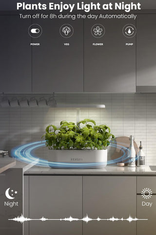 inBloom compact indoor garden fitting on a kitchen counter