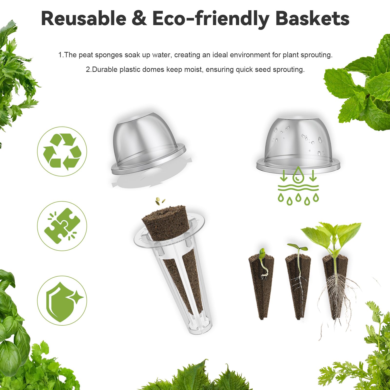 InBloom foil stickers and plant food kit to optimize light exposure and nutrient delivery.