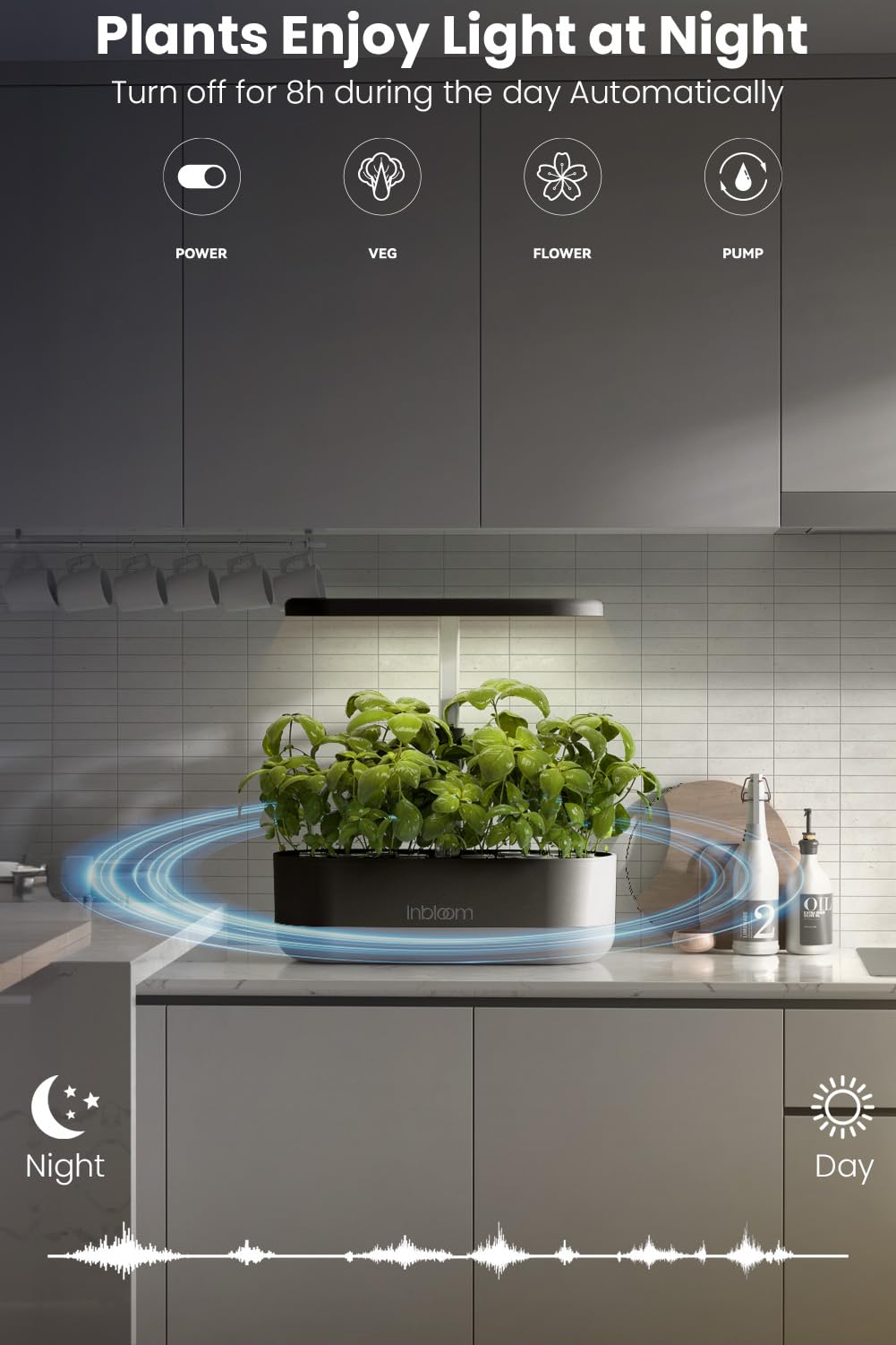 inbloom height-adjustment range supports various plants from seedlings to flowers