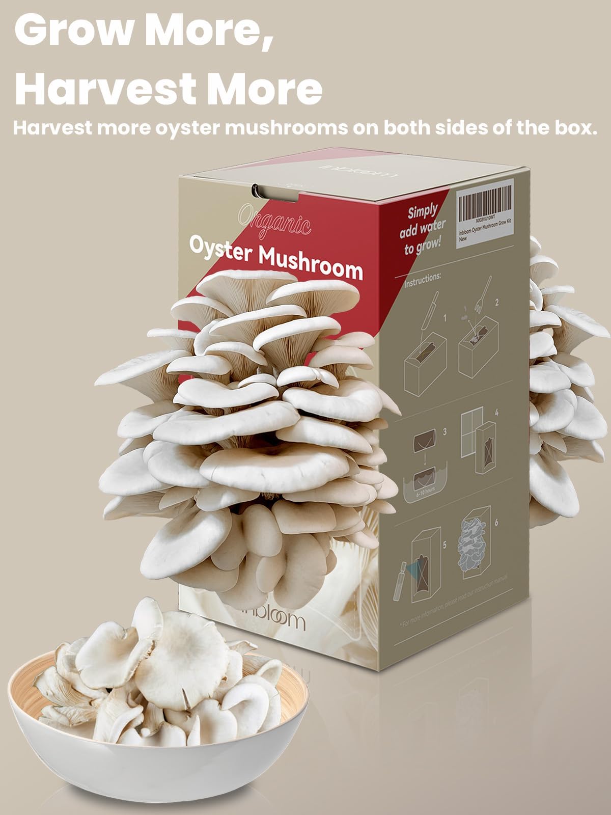 inbloom organic oyster mushroom kit contents, beginner friendly setup with clear instructions