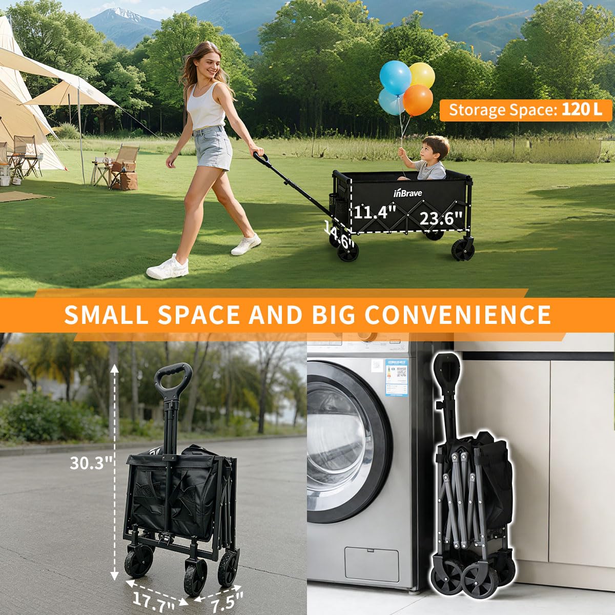 InBrave all-terrain wheels handle sand, mud, and grass with smoother navigation.